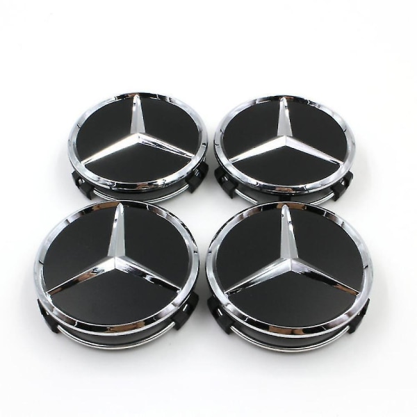 4-osainen auton vanteen peite, Benz-logo 75 mm vanteille, keskiön vanteen peitekehän logo 3 kulmaa vanteen merkki black