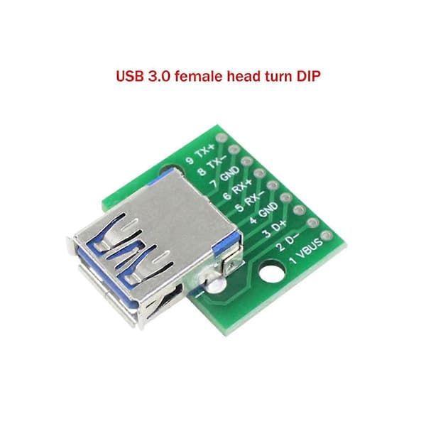USB 3.0 hunn til DIP-pinne testkort USB 3.0 til DIP strømadapterkortmodul USB 3.0 adapterkort Green