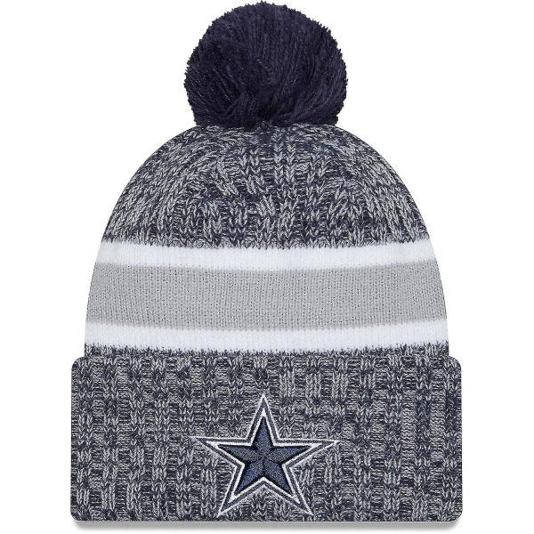 Nfl Sideline Sports Strik Hat American Football 2023/2024 Vinterhue Med Pom Pom One Size Alle hold SportKnit to Cowboy-Blue31879