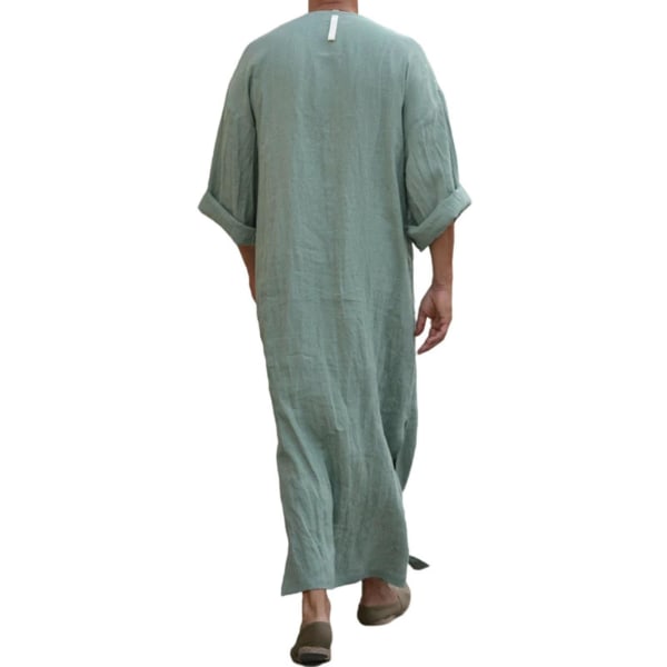 Herre arabiske muslimske Long Robe Clothes Casual Midtøsten Islamsk Thobe Kaftan Robes Green XL