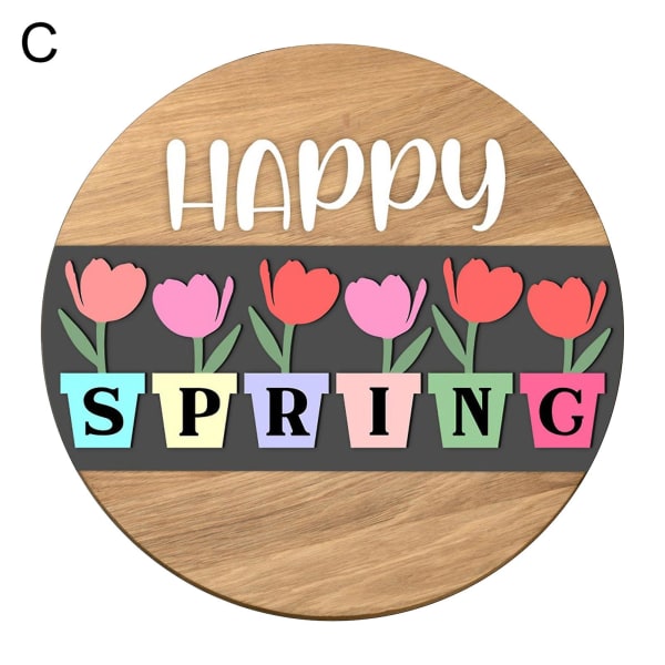 Dekorativ påskeplakett Anti-rust Sjarmerende Happy Spring Sign Pendant Home Decor C