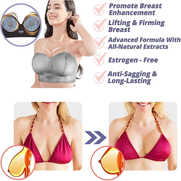 Elektrisk Brystmassasje BH, Bust Enhancer Levende Massasjer Bryst Skjønnhetsforstørrelse Maskin Elektrisk Brystløft Massasjer Med Varm Kompress red