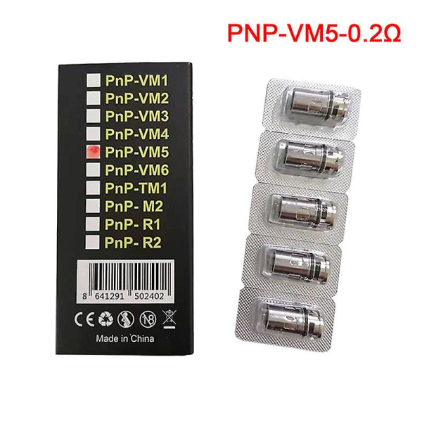 5kpl/laatikko Voopoo PNP-kela VM1/VM3/VM5/R1/M2Atomisoinnin vaihtoydin E