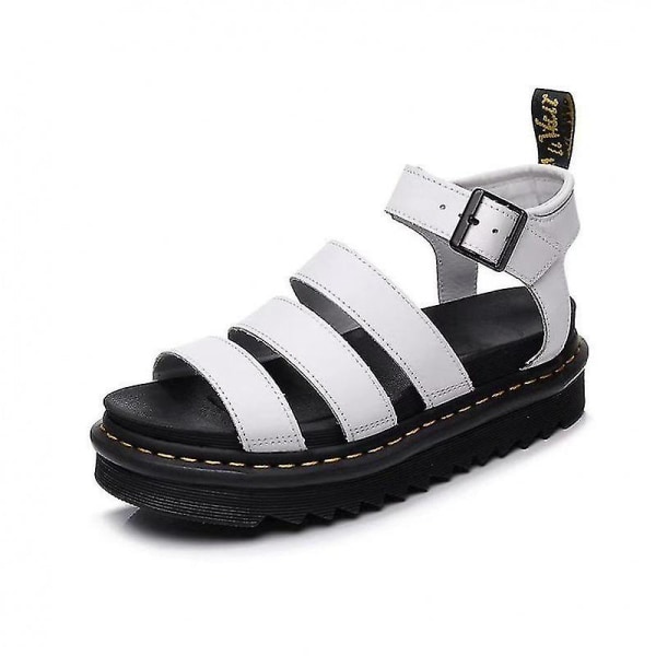 Damemote Chunky Sandaler Tykk såle Strappy Block Flatforms Sko Sommer Ny størrelse WHITE 40