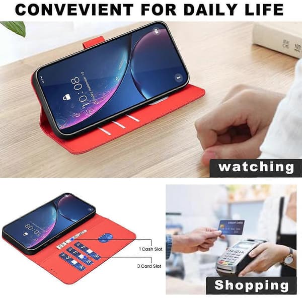 Realme C71 4G -kotelo BINFEN COLOR BF35 Geometry Imprinted Leather Phone Cover RFID Blocking Wallet Red Red