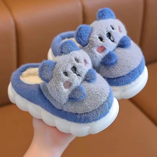 Barnens tecknade panda vintertofflor plyschdjur varma bomulls skor för pojkar och flickor inomhus hushåll fluffiga tofflor 3 26-27 Inner 16.5CM