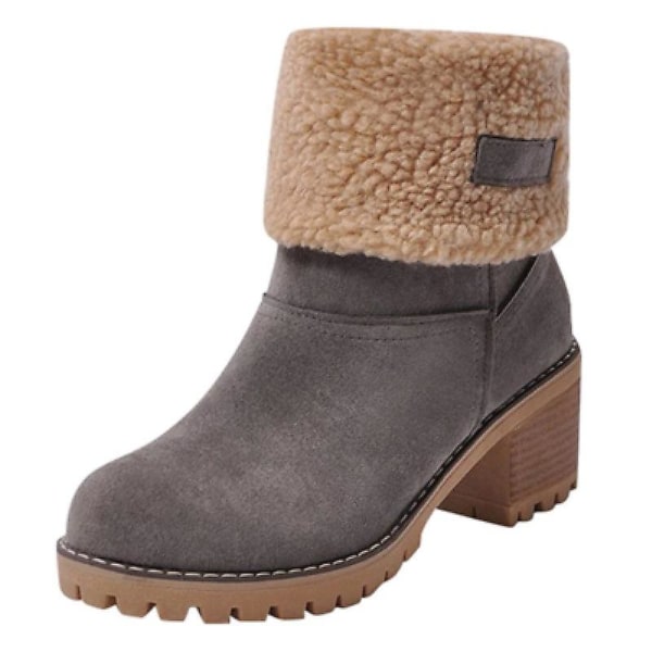 Vinterkomfortable pels varme ankelsnøstøvler for kvinner Gray 43
