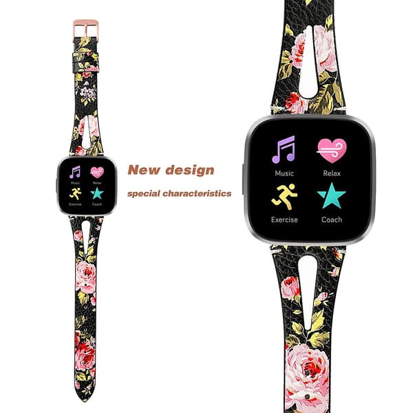 Armband för Fitbit Versa 2, för Fitbit Versa 2 Black Pink Flower