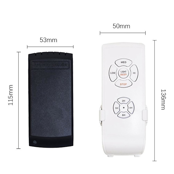 Universal Loftventilator Lampe Fjernbetjeningssæt Ac 220v Timindstilling Afbryder Juster Vindhastighed Tran white black 110V