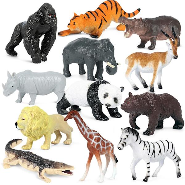 6 stk Dyremodeller Kognitive Evner Klar Tekstur Luktfri Actionfigurleketøy Zebra Neshorn Flodhest Elefant Antilope Sjimpanse Combo For Barn B