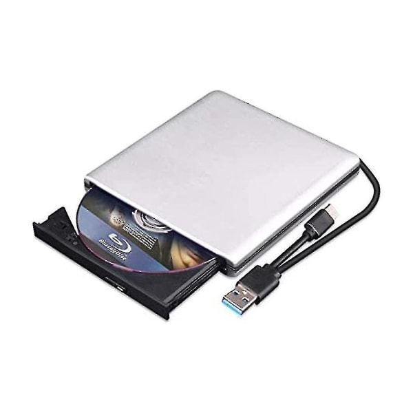 Extern Blu Ray Dvd Drive 3d, USB 3.0 och Type-c Bluray Cd Dvd Reader Slim Optical P