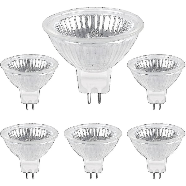 Halogenpære GU5.3 50W 12V, 800lm Varmt Hvidt 2700K Dæmpbar, Halogen Spotlight Pære MR16, Pakke med 6