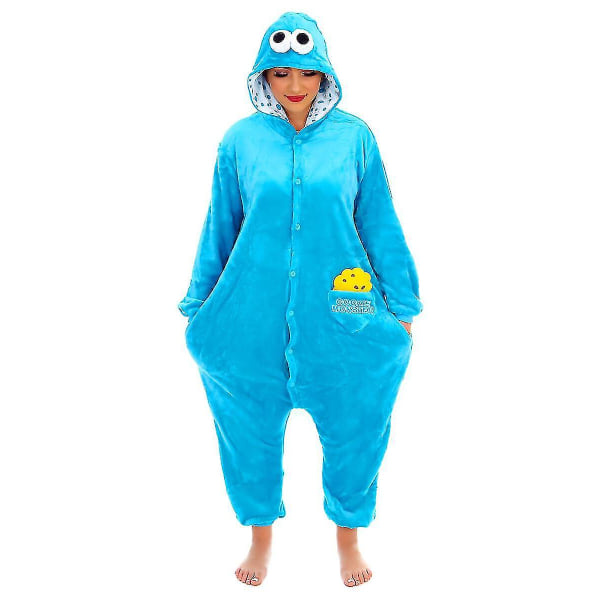 Unisex Onesie Fancy Dress Kostym Hoodie med Cartoonfigurer_c Blue Sesame Street XL(180CM-190CM)