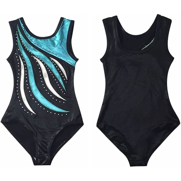 Pige One-piece Stribet Gymnastik Ballet Leotards Skinnende Diamant Broderet 7-8 YearS