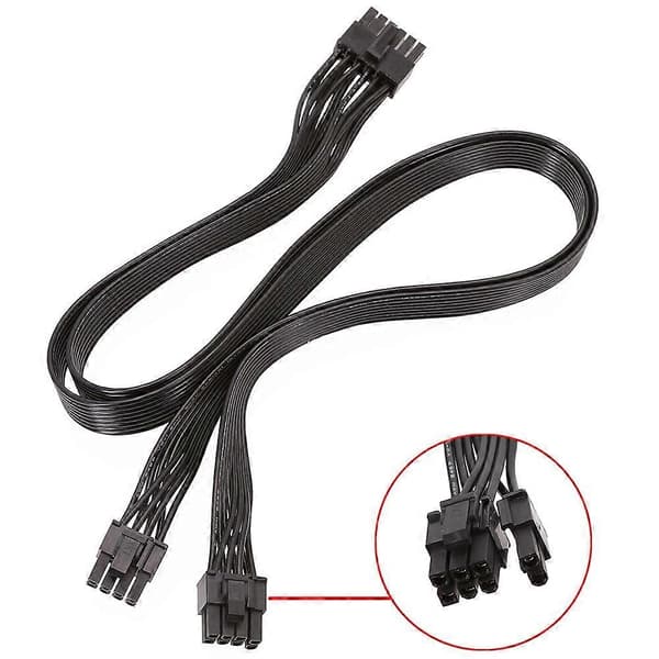 12-benet til dobbelt 8-benet (6+2) PCI-E modulært strømkabel (60 cm)