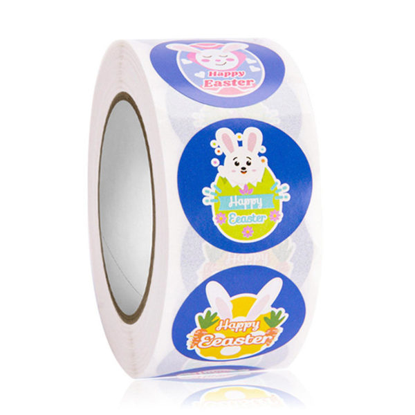 Roll Sticker Etiket Bedårende påskeæg Miljøvenlig Dejlig Bunny Selvklæbende Tag Sticker til ferie 8