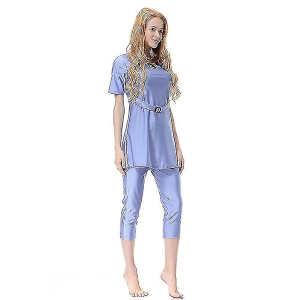 Kvinnors Islamisk Muslimsk Strandbadkläder Blygsam Badkläder Helkroppsburkini Bästa Present Lavender 3XL