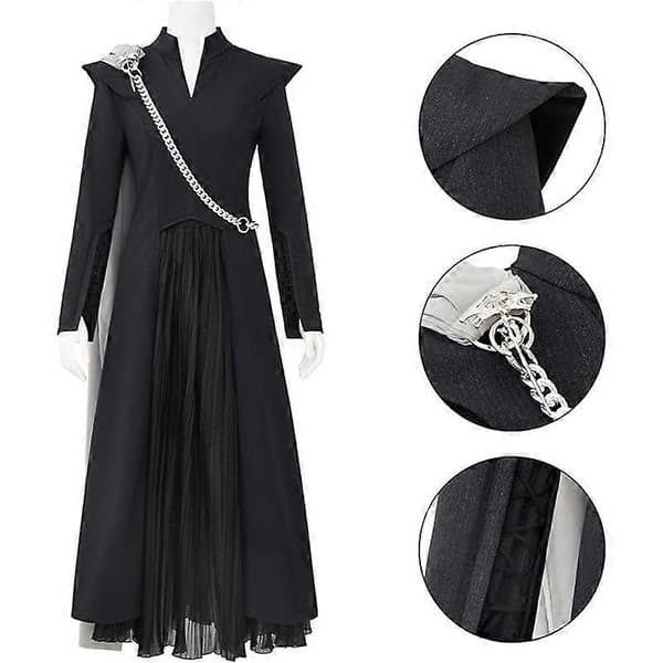 Drage Mor Sort Kjole Cosplay Kostume Komplet Sæt til Kvinder 2XL