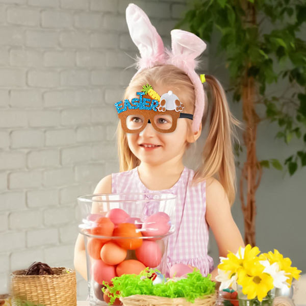 Påskebriller Morsomme Tegneserie Glitter Festlig Fargerike Fotorekvisitter Gave Søt Kanin Egg Kylling Glad Påske Brilleramme For Voksne Barn Kaesi B