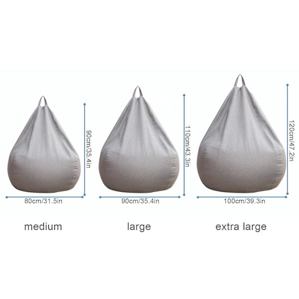 Ny Extra Stor Bönpåse Stol Soffa Överdrag Inomhus Lat Lounger För Vuxna Barn Sellwell Gray 80 * 90cm