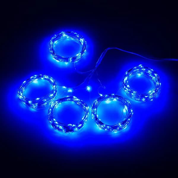 1m Mini LED Lyslenke Batteridrevet Blå
