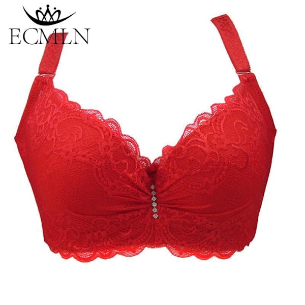 80-105 C/D Dam BH Plus Stora Storlekar Super Push Up Bralette Spets Underkläder Sexiga Underkläder Bygel Röd Red 80C