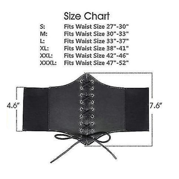 Elastisk kostyme for kvinner i midjebelte med snøring knyttet Waspie korsettbelter for kvinner black S