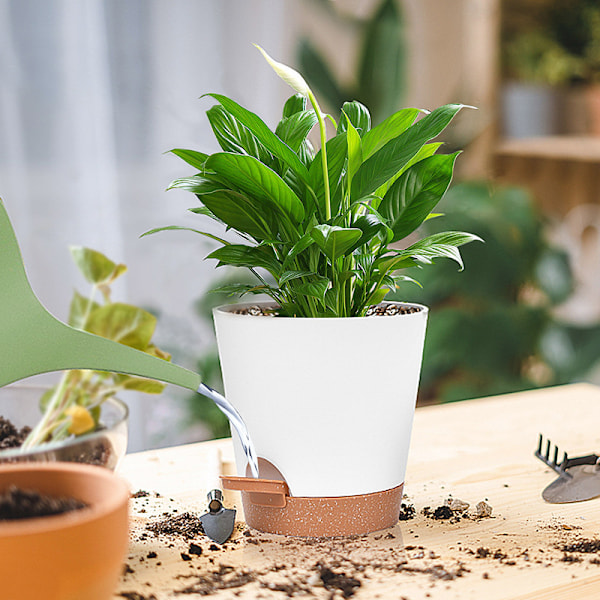 5-pack - Självbevattnande kruka/automatisk bevattning/blombevattningsanordning Vit 5-pack