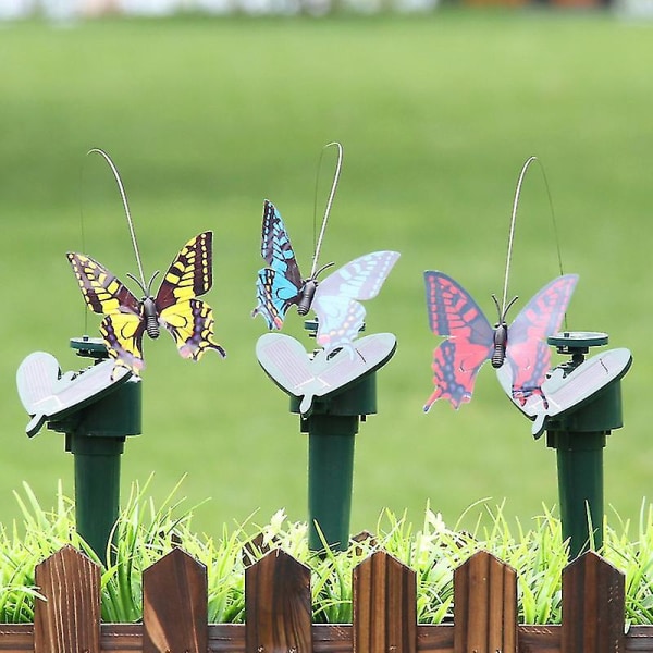 3 stk Solcelle/Batteridrevet Flyvende Flaprende Sommerfugle Kolibri Til Havegård (Tilfældig Farve) Butterfly