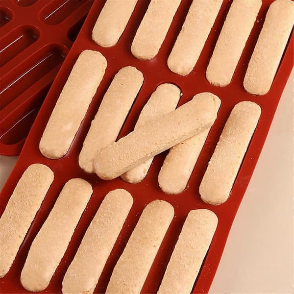 Tiramisu Finger Biscuit Silikoneform, 15 hulrum Kornbarer Bageform, Chokoladebarform, Lang Strimmel Silikoneform Red