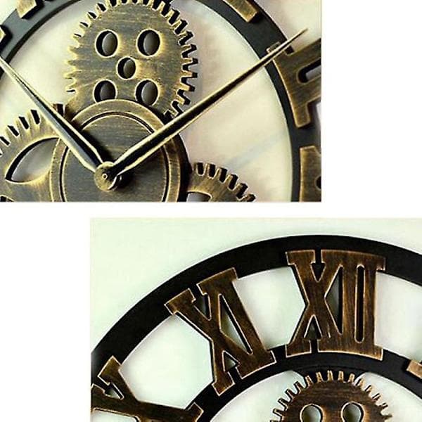 Puinen seinäkello retro hammaspyöräkello amerikkalaistyylinen olohuoneen seinäkello moderni koristekello 30 cm
