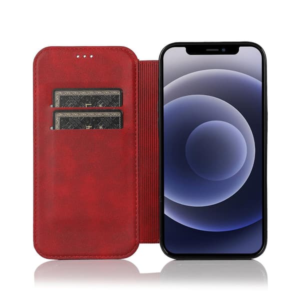 iPhone 12 Mini Etui Læder Wallet Flip Telefon Etui Red iPhone 12 Mini