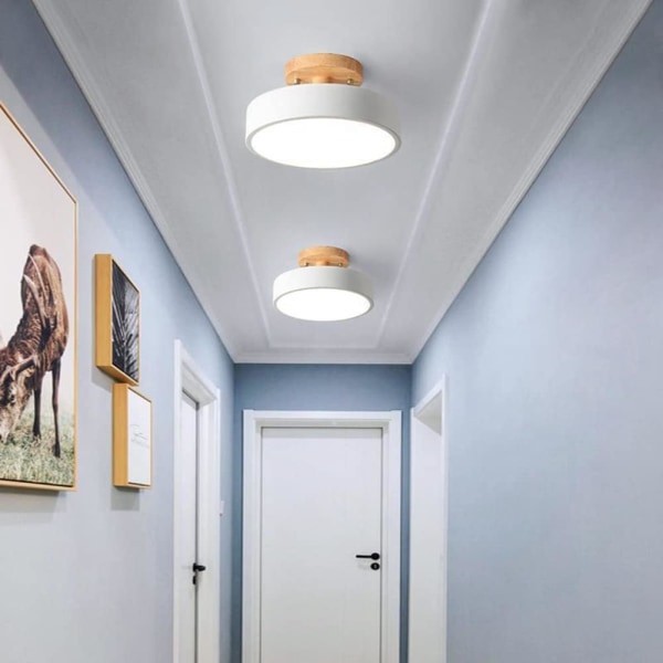 Kattovalaisin Moderni puinen LED-valaisin sisävalaisin Keittiö Olohuone Makuuhuone Kylpyhuone - Vaaleanpunainen