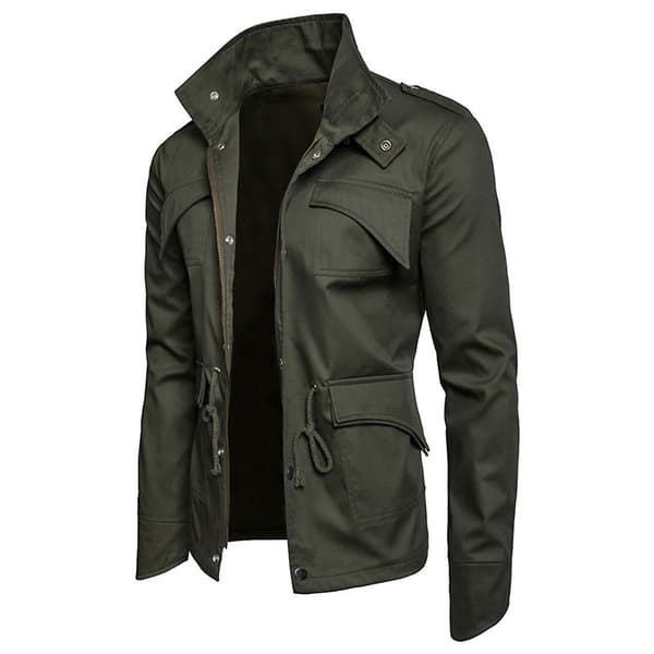 Allthemen Herrar Solid Höst Krage Casual Jacka Army Green XS