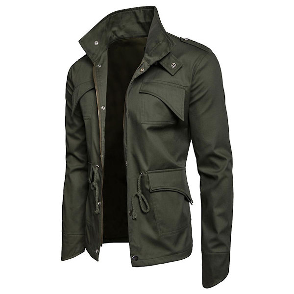 Allthemen Herre Solid Høst Lapel Casual Jakke Army Green L