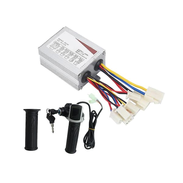 24V 350W elektrisk scooter børstet controller motor+gashåndtagssæt til E-cykel elektrisk scooter Silver  Black
