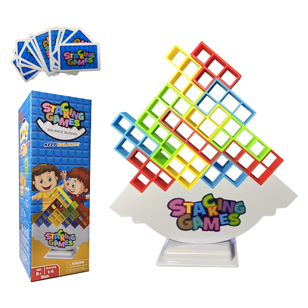 48 Stycken Tetra Tower Spel Balans Stapling Lagbyggnad Block Brädspel för Barn och Vuxna, Tribe Toys