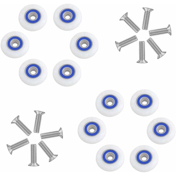 12 st Duschdörrsrullar - Ersättningsrullar med skruvar, 23 mm diameter