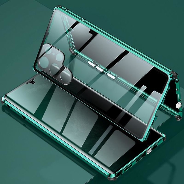 Anti Peeping Privacy case , joka on yhteensopiva Samsung Galaxy S22 Ultra/s22:n kanssa, kaksipuolinen karkaistu lasi, magneettinen cover Green For Galaxy S22