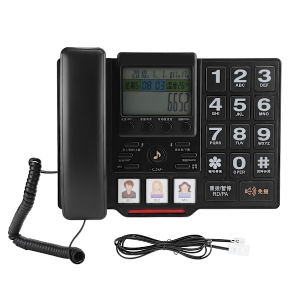 Højkvalitets fastnettelefon til hjemmet, sort 0.6