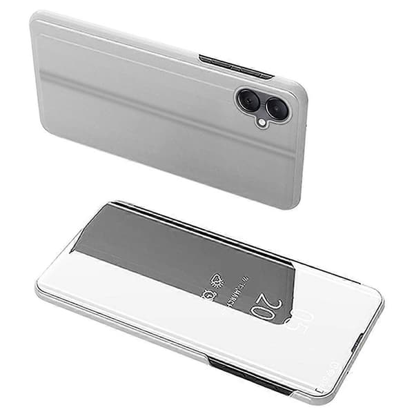 Til Samsung Galaxy A06 4G Etui View Window Stand Læder Flip Telefoncover Multicolor Silver