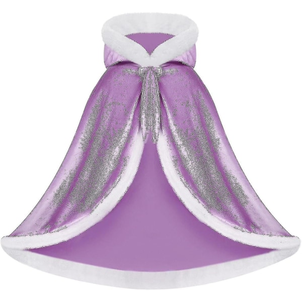 Vendbar kappe til voksne og børn, påske nytår kappe fancy kjole Vampyr Heks Troldmand Rollespil Kappe-zong Purple 120cm