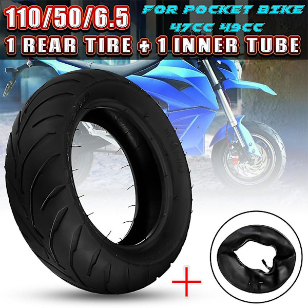 Bakdäck + innerslang 110/50/6.5 för 47cc 49cc minimotorcykel