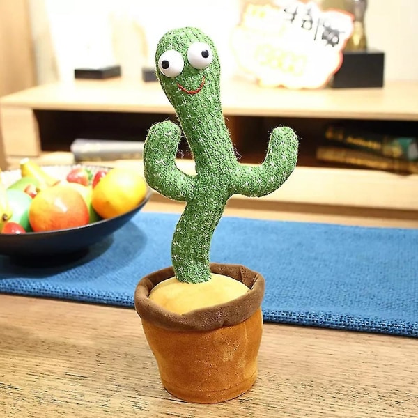 Usb genopladeligt elektronisk legetøj Dansende Talende kaktus Baby børn legetøj med belysning, syngende kaktus