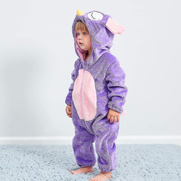 Unisex Baby Dyre Kostume Vinter Efterår Flanel Hættetrøje Romper Cosplay Owl 70