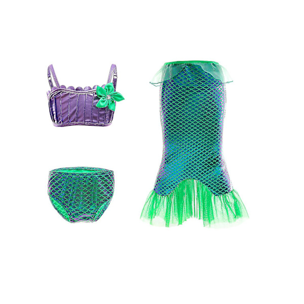 Flickors Prinsessklänning Sjöjungfrun Ariel Klänning Halloween Karneval Party Cosplay Kostym B 6T