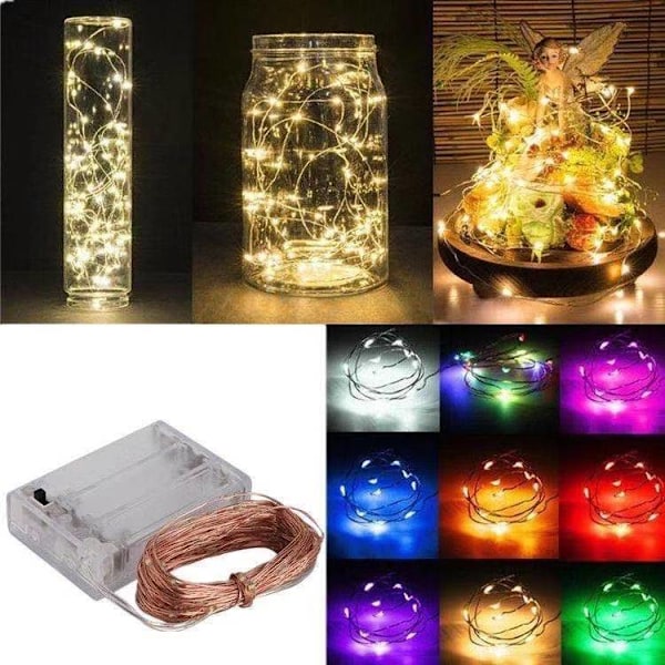 1m Mini LED Ljussträng Batteridriven Blå