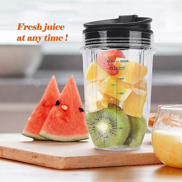 2 stk. 18oz udskiftningsbægre til Ninja Blender med låg til Ninja Auto Iq Bl480 Bl642 Bl450 Bl682 Bl480