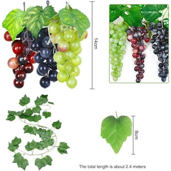 Artificial Grape Decorations Realistic Simulated Grapes Plastic Grape Cluster Decorative Grapes Grape Skewers