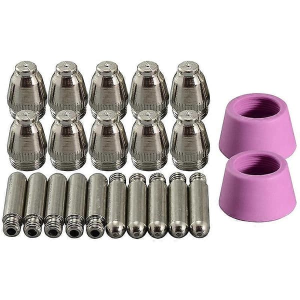 50 stk. plasmaskærer brænder forbrugsstoffer elektrode dyser kopper sæt til -60 SG-55 WSD-60 passer til CUT-60 LG Pink  silver